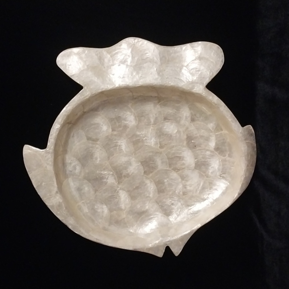 Vintage Capiz Shell Serving Tray Fish Shape